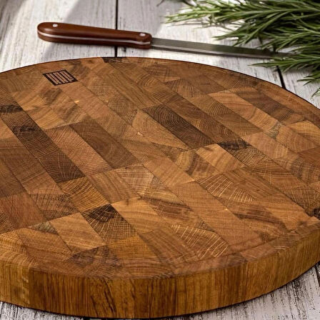 Kesme Tahtası Meşe (End-Grain) Daire X Large