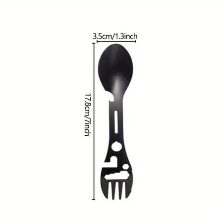 2'li Paket Taktiksel Spork Kaşık Çatal - 5 Fonksiyonlu - Paslanmaz Çelik