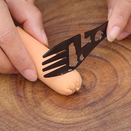 2'li Paket Taktiksel Spork Kaşık Çatal - 5 Fonksiyonlu - Paslanmaz Çelik