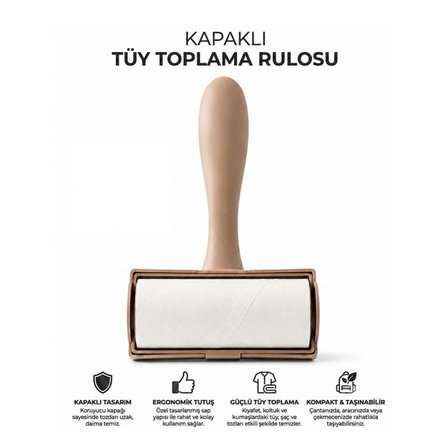 Tüy Toplama Rulosu - Kapaklı - Ergonomik - Taşınabilir
