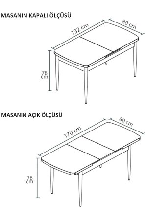 Mutfak Masası Takımı | 6 Kişilik Açılır Masa Sandalye Takımı | Masa Takımı - Beyaz Masa - Krem