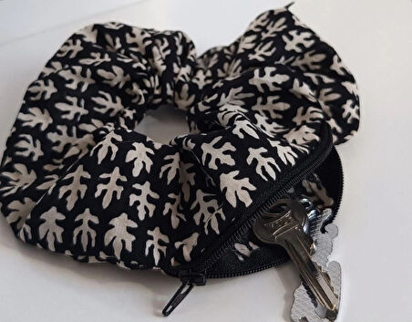 SİYAH BEJ FERMUARLI LASTİKLİ KUMAŞ KADIN TOKA