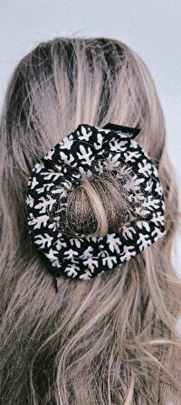 SİYAH BEJ FERMUARLI LASTİKLİ KUMAŞ KADIN TOKA