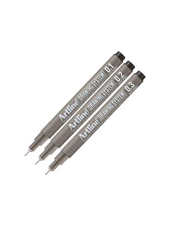 Teknik Çizim Kalemi 0.1 - 0.2 - 0.3 Mm Siyah 3 Lü Set Artline Drawing Teknik Çizim Kalemi