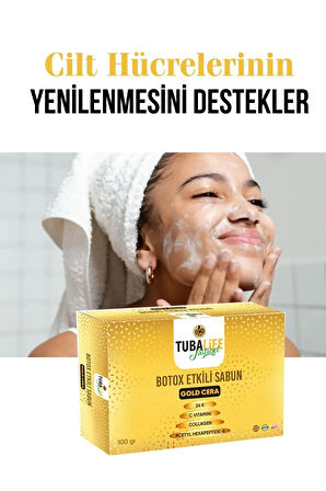 3'lü Kırışıklık Karşıtı Set - Kırışıklık Kremi, Botoks Etkili - 24k Altın Parçacıklı Serum ve Sabun