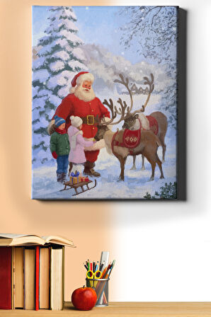 Sayılarla Boyama Seti Kasnaklı Noel Baba Ve Çocuklar 40 X 50 Cm