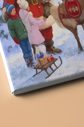 Sayılarla Boyama Seti Kasnaklı Noel Baba Ve Çocuklar 40 X 50 Cm