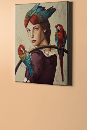 Sayılarla Boyama Seti Kasnaklı Bir Güzelin Kuşları 60 X 75 Cm