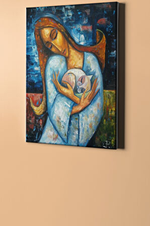 Sayılarla Boyama Seti Kasnaklı Melek Ve Kedisi 60 X 75 Cm