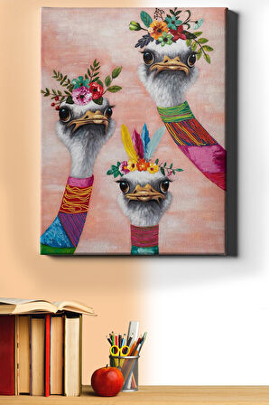 Sayılarla Boyama Seti Kasnaklı Deve Kuşu Ailesi 50 X 65 Cm