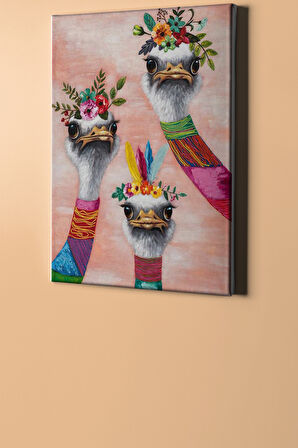 Sayılarla Boyama Seti Kasnaklı Deve Kuşu Ailesi 50 X 65 Cm