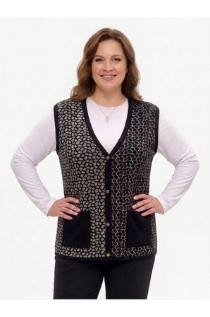 ÇELİK ÖRGÜ KLASİK LEOPAR DESEN TRİKO YELEK