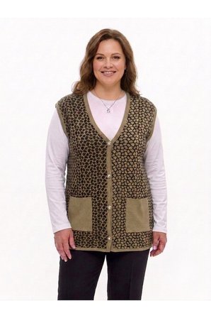 ÇELİK ÖRGÜ KLASİK LEOPAR DESEN TRİKO YELEK