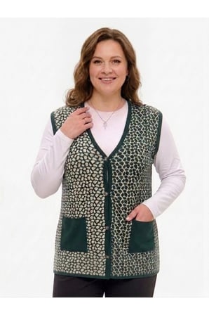 ÇELİK ÖRGÜ KLASİK LEOPAR DESEN TRİKO YELEK