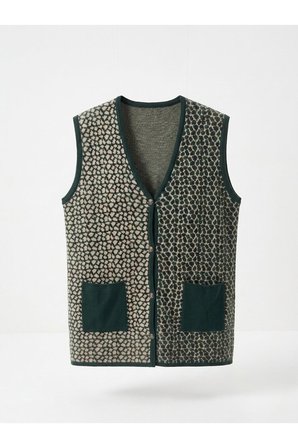ÇELİK ÖRGÜ KLASİK LEOPAR DESEN TRİKO YELEK
