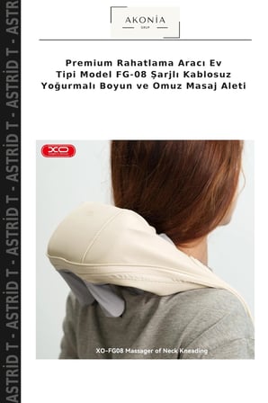 Premium Rahatlama Aracı Ev Tipi Model FG-08 Şarjlı Kablosuz Yoğurmalı Boyun ve Omuz Masaj Aleti