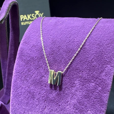 Paksoy M Harfi 14 Ayar Altın Kolye 1.67 gr Sarı Renk