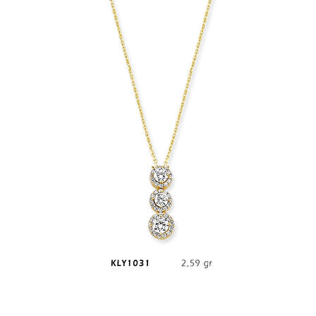 Üç Sıra Yuvarlak Taşlı Kolye