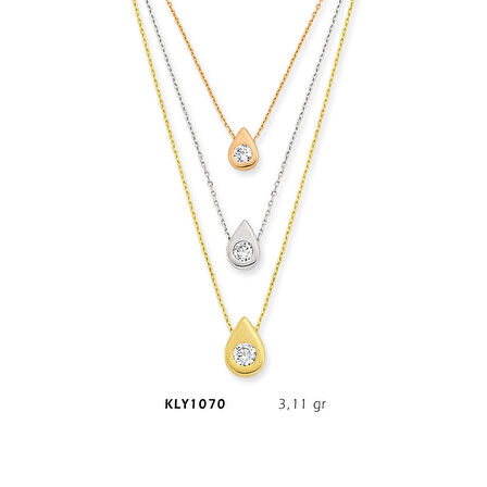 Üç Zincirli Damla Kolye