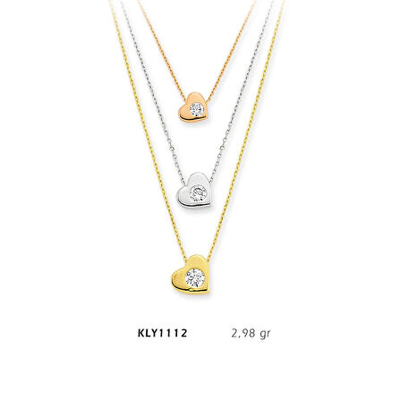 Sıralı Zincirli Kalp Kolye