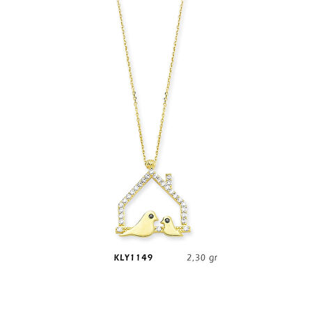 Ev Figürlü Kuşlu Kolye