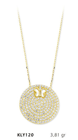  Yuvarlak Taşlı Kelebek Kolye