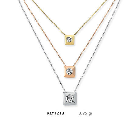 Üç Zincirli Taşlı Kolye