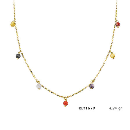 Renkli Yuvarlak Taşlı Kolye