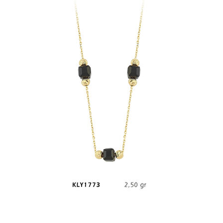 Siyah Taşlı Sıralı Kolye