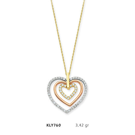 İç İçe Geçmeli Kalp Kolye