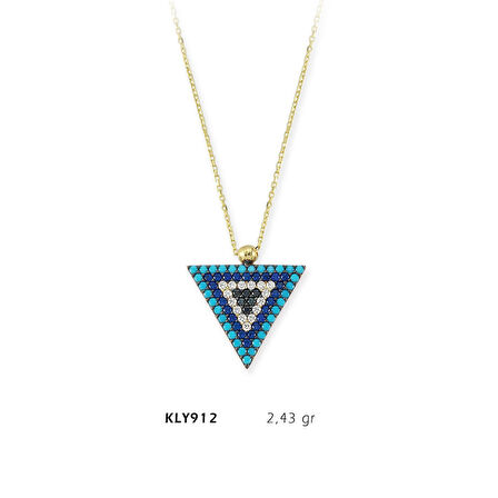 Üçgen Nazar Boncuklu Kolye