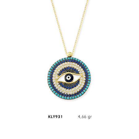 Yuvarlak Taşlı Göz Kolye