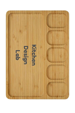 Bambu Sunum Ve Kahvaltı Tabağı, Steak Sunum Tabağı Büyük Boy Bambu Tabak 6 Bölmeli