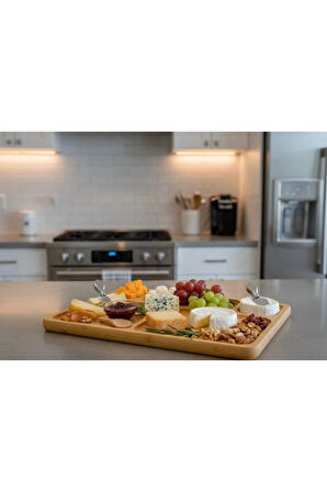 Bambu Sunum Ve Kahvaltı Tabağı, Steak Sunum Tabağı Büyük Boy Bambu Tabak 6 Bölmeli