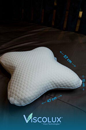 Visco Kelebek Yastık - Özel Ortopedik Boyun Destekli Visco Yastık Pembe 57x45x13