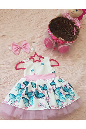 Kelebekli Kiz Çocuk Elbise