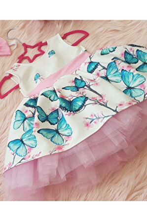 Kelebekli Kiz Çocuk Elbise