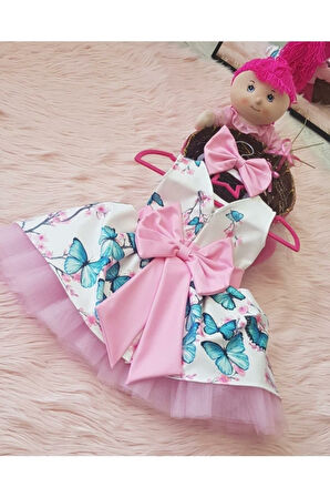 Kelebekli Kiz Çocuk Elbise