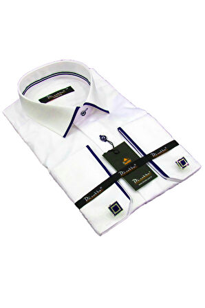 Bordo Bieli Beyaz Micro Kumaş Kol Düğmeli Slim Fit Erkek Gömlek - 216-3
