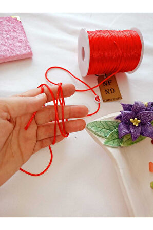 4 METRE(TOPLAM) FLOŞ İP SIÇAN KUYRUĞU KALINLIĞI 2mm KIRMIZI LACİVERT BİLEKLİK TAKI HEDİYELİK İPİ