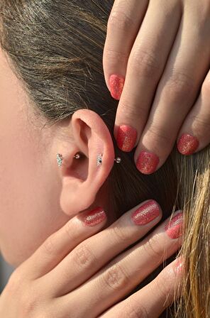 Gümüş Kalp Piercing Tragus Helix Kıkırdak
