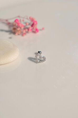 Gümüş Kalp Piercing Tragus Helix Kıkırdak