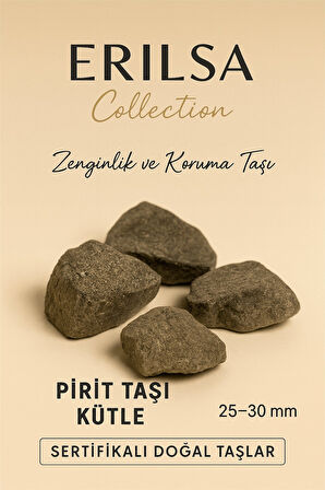 Sertifikalı Ham İşlenmemiş Pirit Taşı Kütle 25–30 mm – Zenginlik ve Koruma Taşı
