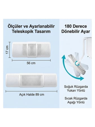 Luve Store Klima Hava Yönlendirici 56-89 cm Ayarlanabilir Teleskopik Klima Rüzgar Önleyici 180 Derece Döner Aparat