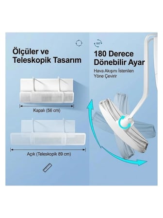 Luve Store Klima Hava Yönlendirici 56-89 cm Ayarlanabilir Teleskopik Klima Rüzgar Önleyici 180 Derece Döner Aparat