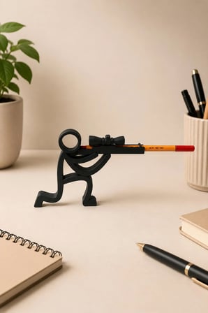 Kalem Tutan Çöp Adam Stickman Figür Seti 3'lü – Dekoratif Masaüstü Kalem Tutucu | 3D Baskı Masaüstü Kalem Standı | Ofis ve Çalışma Masası Aksesuarı | Ev, Ofis ve Kitaplık Dekoru
