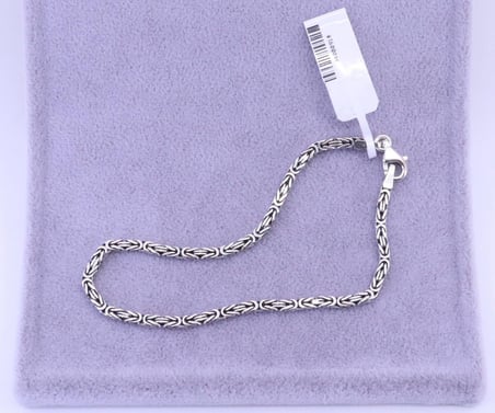 925 Ayar Kral Kare Mini Model Gümüş Bileklik 20 cm