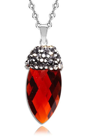 Sertifikalı Doğal Kırmızı Kristal Kuvars Taşı Kolye