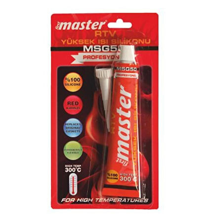 Master MSG50 Profesyonel Yüksek Isı Kırmızı Tüp Silikon RTV 50ml