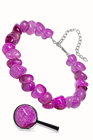 Sertifikalı Pembe Akik Taşı Bileklik - Ayarlamalı